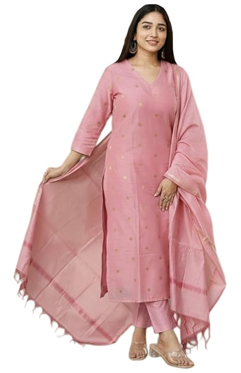 GoSriKi Women’s Cotton Straight Kurta with Pant